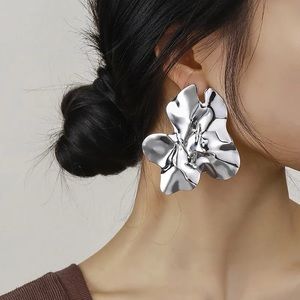 Silver irregular metal earrings
